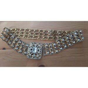 Juliana For KJL Kenneth Jay Lane Rhinestone Filigree Belt Vintage Rare Gold 32in